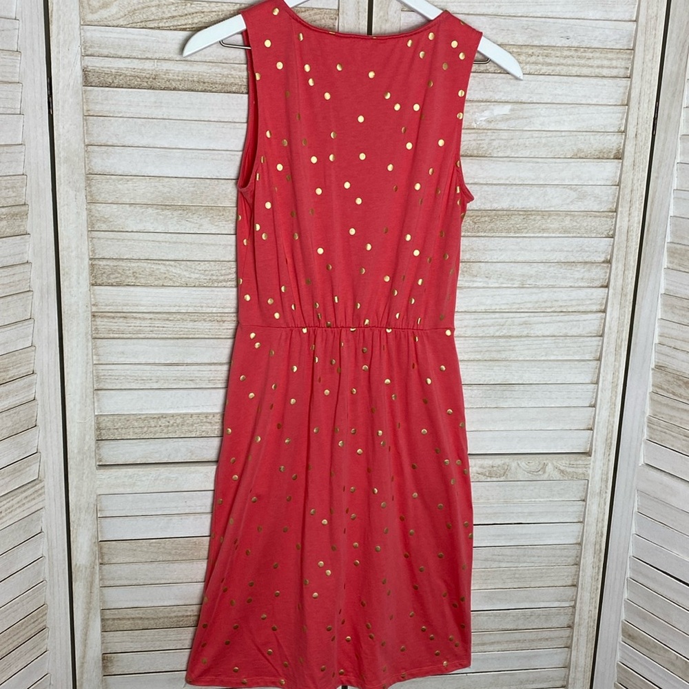 Boden Melinda Coral Gold Polka Stamped Jersey Knit Dress Size 6 - Picture 5 of 9
